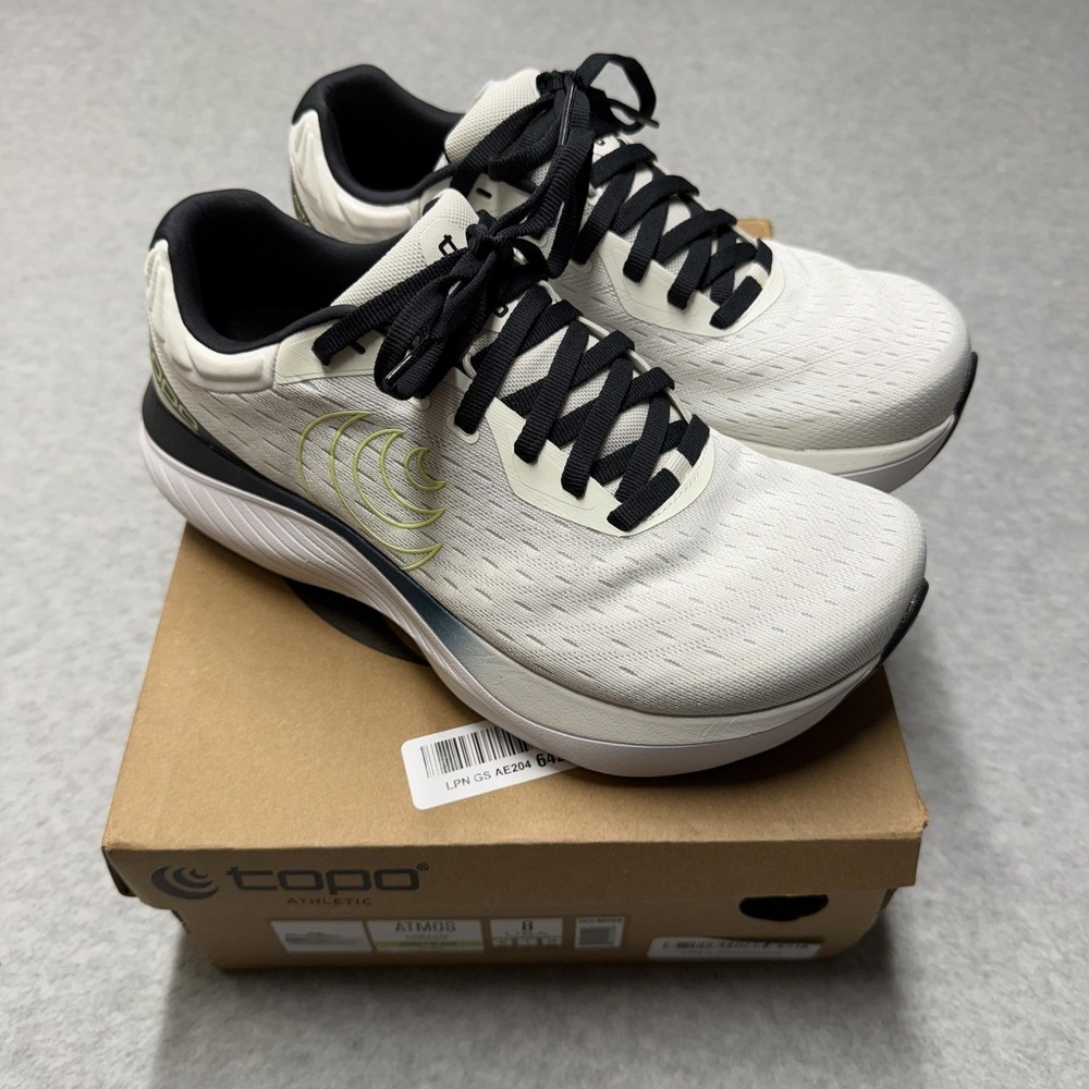 Topo Athletic Atmos Shoes Mens 8 Bone Black Running Cushioned Athletic Sneakers